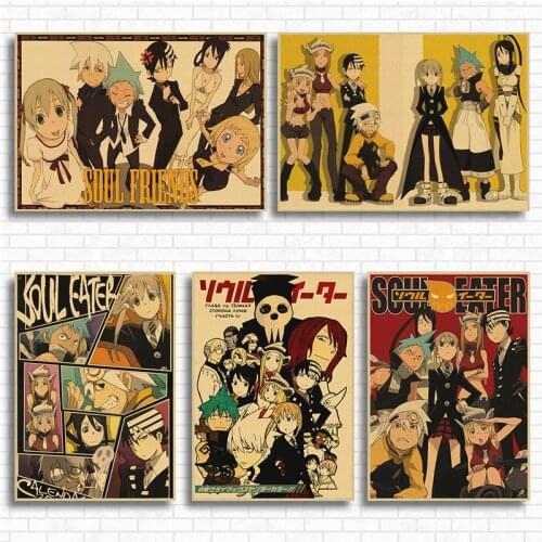 Japanese Pop Anime Posters Soul Eater Kraft Paper Art Painting Home Bar Cafe Decor Wall Stickers