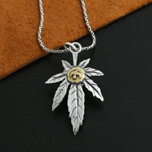 S925 Silver Takahashi Goro Jewelry Vintage Thai Silver Men And Women hand-made Maple Leaf Pendant Eagle