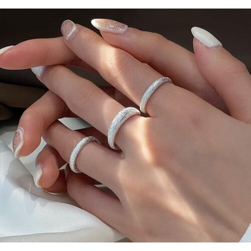 Shiny 925 Sterling Silver Index Finger Open Ring Adjustable Frosted Sense Ring Female Fashion Personality Jewelry Wedding Gift