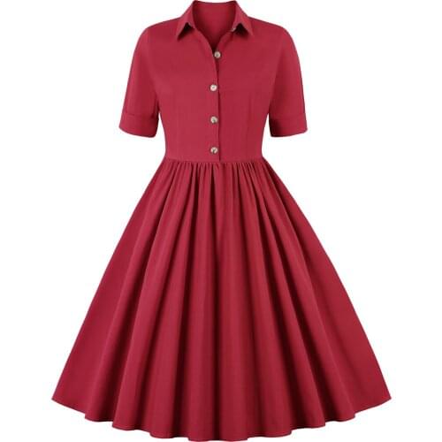 SISHION 2021 Summer New Short Sleeve Wine Red Black Green Christmas Dress VD1559 Plus Size Vintage Women Retro Dress