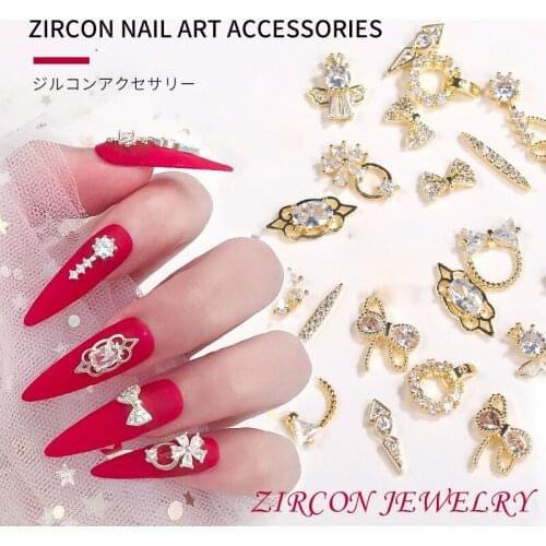 1 Piece Attire Nail Art Alloy 3D Zircon Crystal Gold-plated Jewelry Fashion Glitter DIY Nail Art Metal Accessories Decorations
