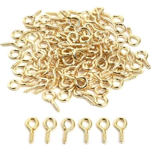 100pcs Mini Screw Eye Pins Small Tiny Eyepins Gold Silver Threaded Hooks Eyelets Clasps Hook For DIY Jewelry Making Findings
