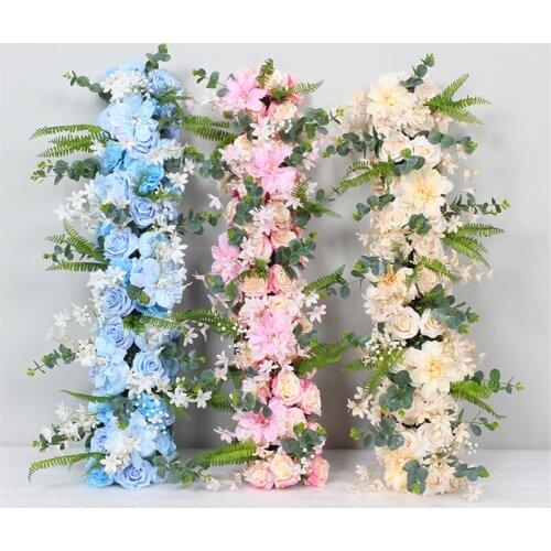 2pcs/lot 1M Road cited artificial flowers row wedding decor flower wall arched door shop Flower Row Window T station Christmas