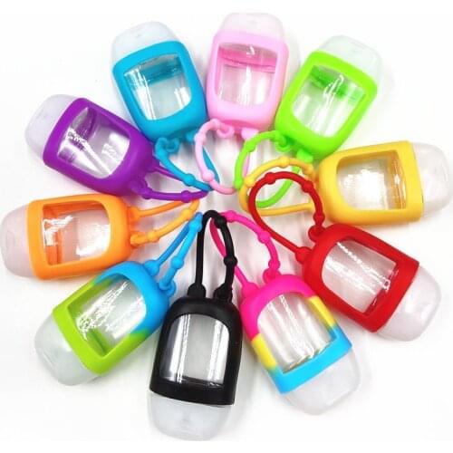 30ml Mini Cute Empty Bottle Portable Traveling Refillable Bottle Silicone Protective Cover Hand Sanitizer Perfume Holder