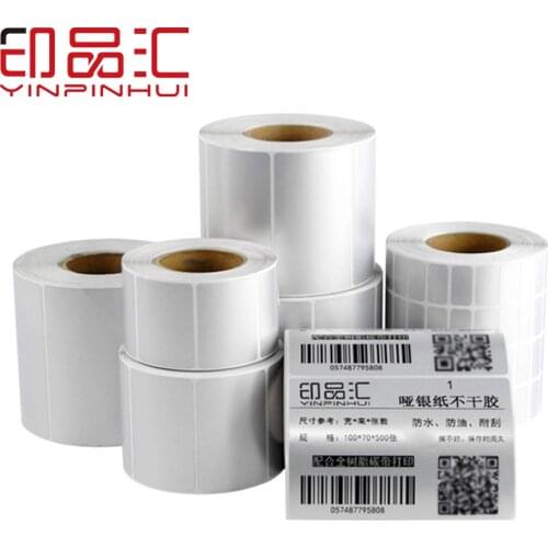 5000pcs/roll Dumb Silver Print Paper Adhesive Carton Label Paper 30*10mm 40*10mm 50*10mm 70*40mm 100*60mm
