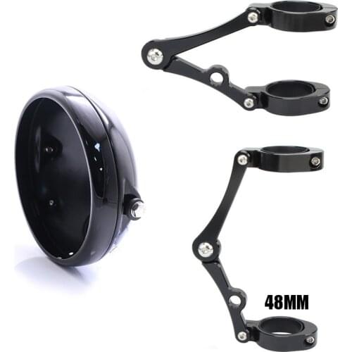 7" Headlight Housing for Motorcycle Headlight Cover Black Aluminum with 48mm CNC Adjustable Front Fork Tube Holder Clamp