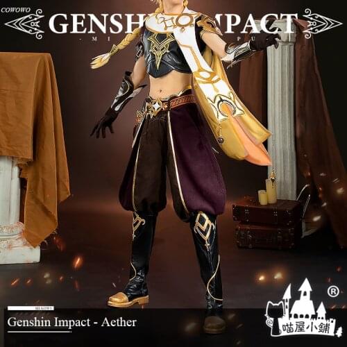 Anime!Genshin Impact Traveler Aether Game Suit Handsome Uniform Cosplay Costume Halloween Carnival Party Outfit For Men 2021 NEW