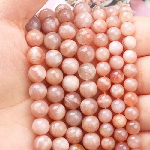 Natural Sunstone semi-precious stone beads loose beads to make different sizes DIY jewelry supplies gem spacer bracelet jewelry