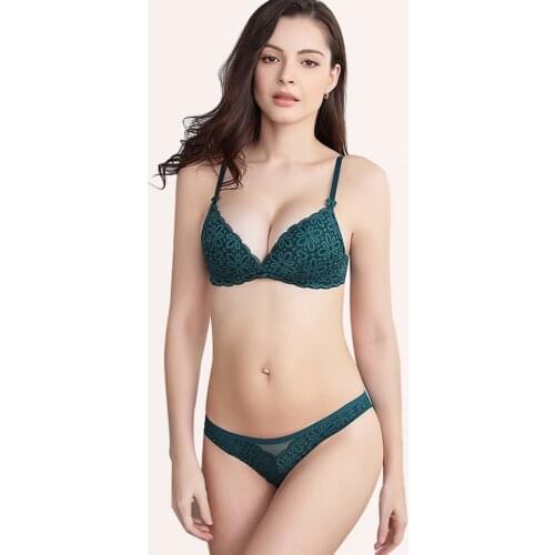 Ultra Thin Lace Sexy Bras Ladies Bra Sets Women Cup C D Gathered Push Up Solid Bralette Women Underwear