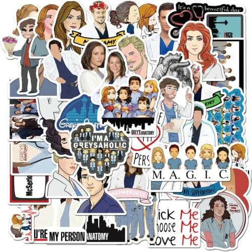 10/50PCS Greys Anatomy Tv Show Tv Show Trolley Case Car Bicycle Locomotive Fun Toy Sticker Adult Cute Guitar Trolley Case Water