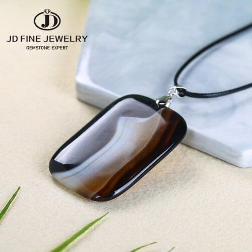 JD Natural Stone Black Veins Agates Cabochon Bead for DIY Pendant Jewelry Accessories Black Flatback Striped Agate Pendants 1Pcs
