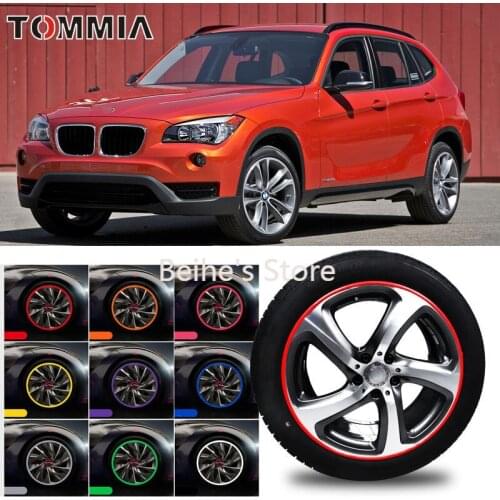 For BMW X1 Car Wheel Hub Rim Edge Protector Ring Tire Strip Guard Rubber Sticker Bumper Decals Fit 4 wheel