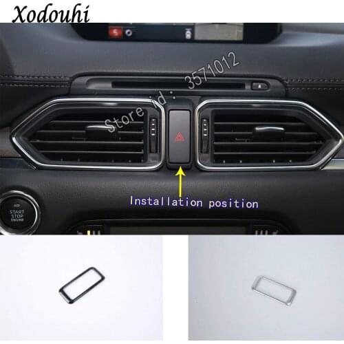 For Mazda CX8 CX-8 2017 2018 2019 2020 Car Sticker Styling Ornament Inner Cover Parking Hazard Warning Light Outlet Trim Frame