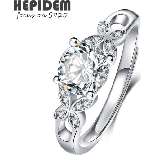 HEPIDEM 100% 1ct 6.5mm D Moissanite 925 Sterling Silver Rings S925 Jewelry 2021 New Women Wedding Gift Diamond Test Passed H1974