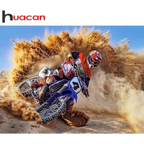 Huacan 5d Diamond Painting New Arrivals Motorcycle Diamond Art Full Drill Mosaic Racing Car Scenery Home Decor Handmade Gift