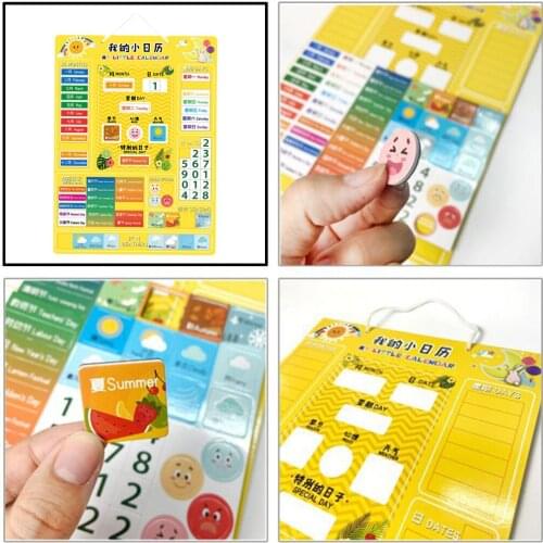 Calendar Magnetic Board Learning Toy Weather Chart Season Teaching Aid Learning Tool Classroom Enlightenment for Children