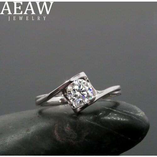 AEAW 14k White Gold 0.30ct Round Cut HTHP Lab Grow diamond Real diamond ring Engagement Ring side Heart Style Wedding Ring
