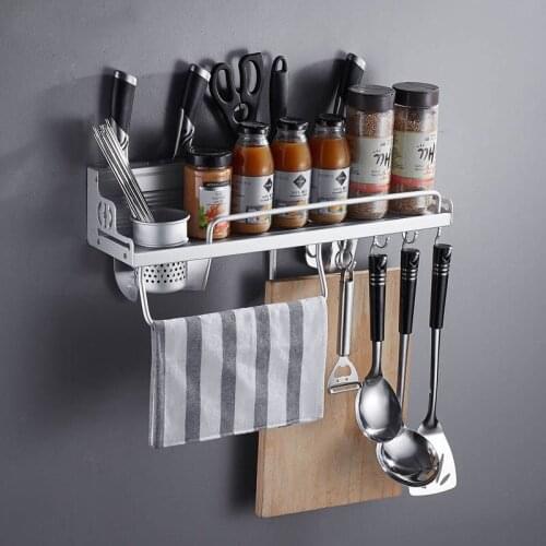 Kitchen Organizer Storage Wall-Mount Spice Racks Stainless Steel Shelves For Knives Dish Kitchen Gadgets Accessories Supplies