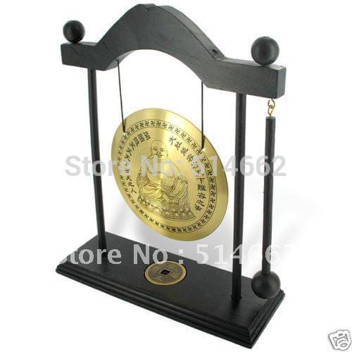 BRASS BUDDHA GONG Feng Shui Asian Desktop Art-Zen