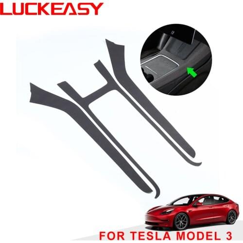 LUCKEASY for tesla model 3 2021 interior supplies door armrest central control instrument suede suede anti-dirty pad for car