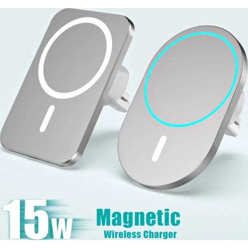 15w Magnetic Car Wireless Charger Qi Fast Charging Car Mount Air Vent Phone Stand For Iphone 12 ProMax 12Mini Car Holder