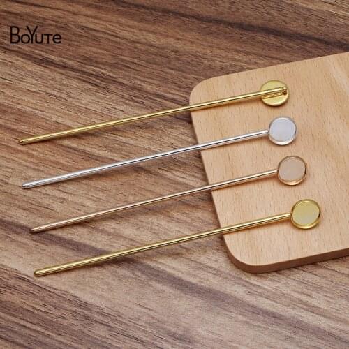 BoYuTe (10 Pieces/Lot) 3*128MM Metal Brass Hair Stick Welding 12MM Blank Base Diy Handmade Hair Accessories
