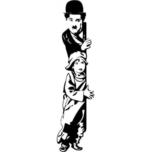 Fashion Art Car Decoration Chaplin Children Window Decal Pvc Cute Cartoon Car Sticker Waterproof Black and White, 17cm * 4cm