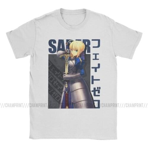 Men Saber T Shirt Fate Stay Night Fgo Anime Cotton Clothes Funny Short Sleeve Round Collar Tee Shirt Graphic T-Shirt