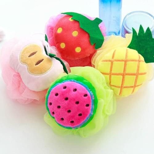 Baby Shower Ball Color Cartoon Fruit Shape Pure Cotton Soft Shower Sponge Children Shower Bath Supplies Bath Wipe