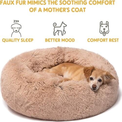Soft Puppy Kennel Warm Pet Mat Portable Cat Sup Pet Bed Round Washable Long Plush Dog Kennel Cat House Plush Mats Sofa For Dog