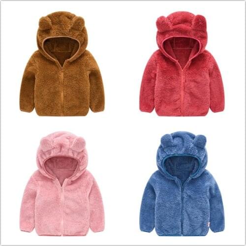 New Toddler Cute Coat Boy Girl Cotton Outwear Solid Hooded Zipper Outdoor Jacket Kids 2 3 4 5 Years Tops Infants Fashion Clothes