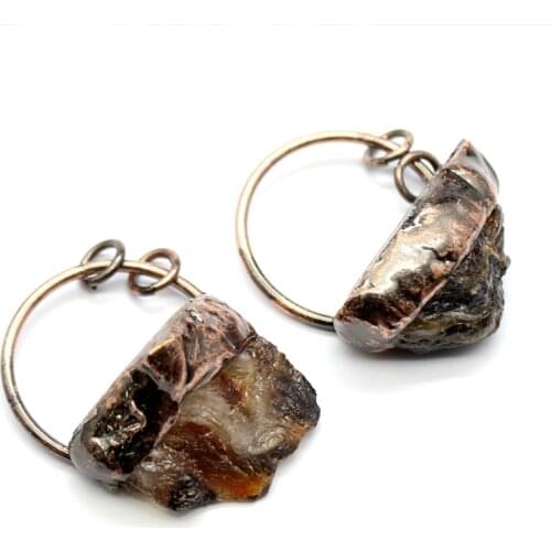 The new strange 1Pc Antique Copper Natural Agates Geodes Annulus Pendants Bohemia Stone Charms For Necklace Jewelry Hand Made