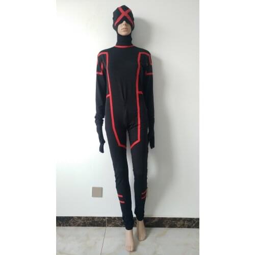 New Custom X-men Cyclops Costume spandex halloween Cosplay Party Superhero Zentai Suit removable mask& gloves& foot
