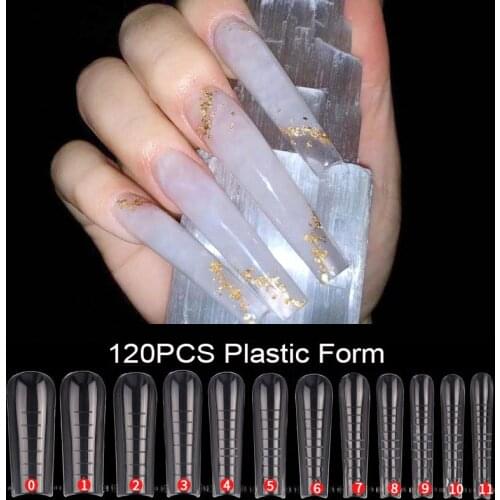 Quick Nail Extension Tool 120Pcs Nail Plastic Dual Form Full Cover Extra Long Poly Nail Gel Mold Tips for Manicure 2021