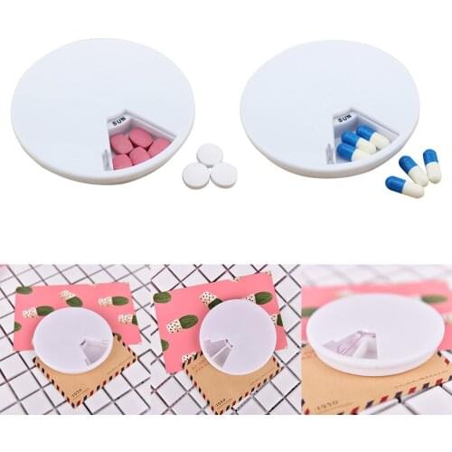 Portable 7 Cells Pill Case Round Rotating Splitters Container Health Care Medicine Storage Box Pocket Drug Organizer