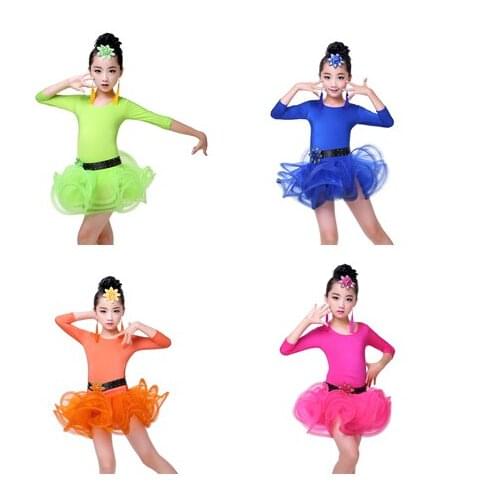 Professional Latin Dance Dress for Girls Competition Costumes Kids Dancing Wear Outfits Ballroom Children Latin Dresses Set