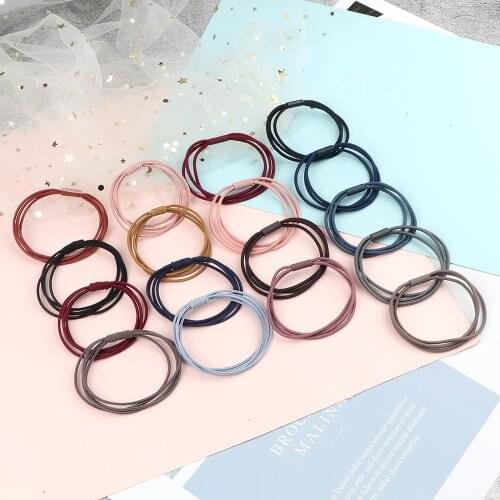 Girls Simple Multi-layer Hair Band Solid Colors Basic Hair Ties Safe Elastic Rubber Bands Women Thin Leather Holster Accessories