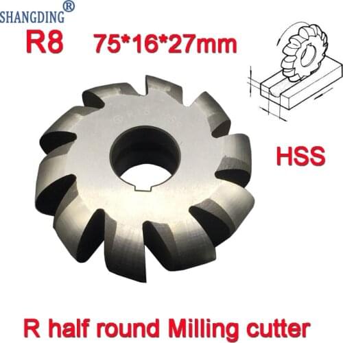 R8 75*16*27mm Inner hole HSS Convex Milling Cutters R half round milling cutter Free shipping