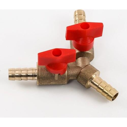 10mm Hose Barb Y Type Three Way Brass Shut Off Ball Valve Pipe Fitting Connector Adapter For Fuel Gas Water Oil Air