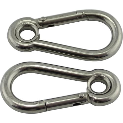 Heavy Duty Stainless Eyelet Spring Snap Hooks Big Size Stainless Steel SS304 Climbing Secure Lock Carabiner/Clips 2pcs 14*180mm