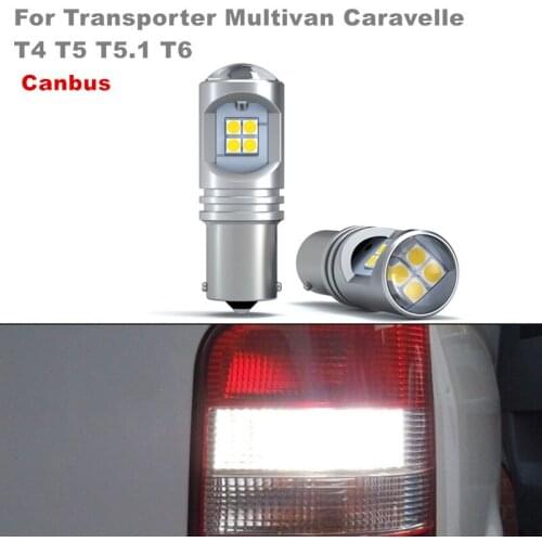 2x P21W Ba15s 3030 Canbus Free White LED Reverse Rear Backup Light For VW Transporter Multivan Caravelle T4 T5 T5.1 T6