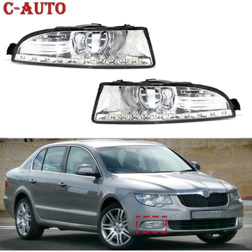 LED Daytime Running Light Waterproof 12V Turn Signal Indicator Light Bumper Lamp For Skoda Superb 2010 - 2013 car-styling
