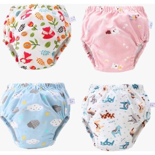Baby Infant Toddler Waterproof Training Pants Cotton Changing Nappy Cloth Diaper Panties Reusable Washable 6 Layers Crotch