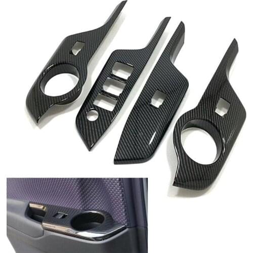 Carbon Fiber Style Car Interior Door Armrest Window Lift Switch Cover Frame Car Styling For Toyota CHR C-HR 2016 2017 2018 LHD