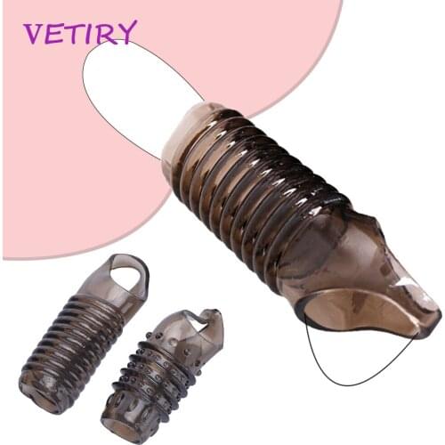 VETIRY Silicone Penis Ring Adults Sex Toy for Men Dildo Girth Enhancer Vagina Condom Ribbed Delayed Ejaculation Cock Ring