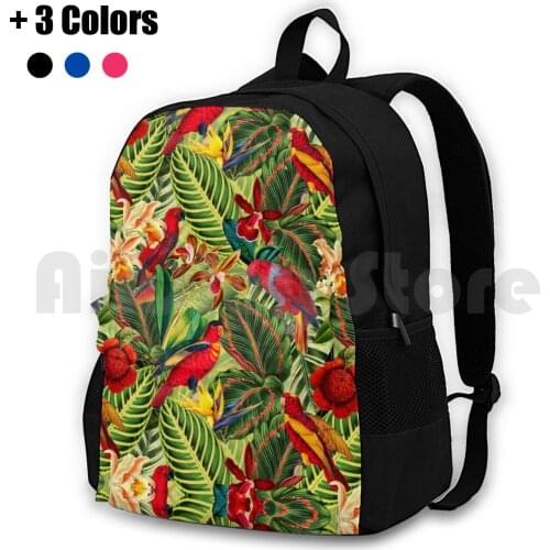 Vintage Tropical Bird Jungle Garden Outdoor Hiking Backpack Riding Climbing Sports Bag Bird Birds Nature Animals Parrot Jungle