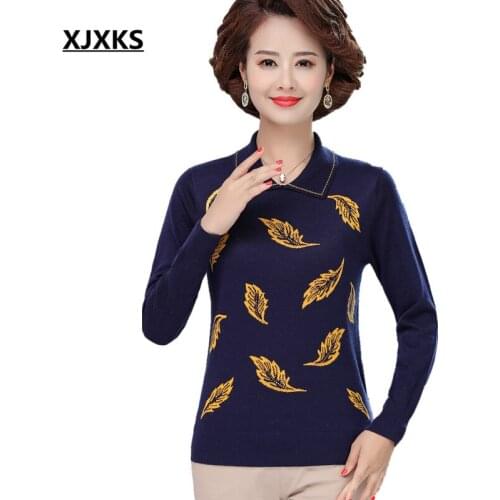 XJXKS Fashion lapel pullover women sweater autumn winter 2021 new loose plus size wool knitted women sweater