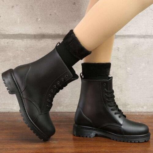 Woman Mud Water martin Shoes Rubber Lace Up PVC Ankle Boots Sewing Rain Boots Womens Fashion Rainboots Waterproof Shoes W