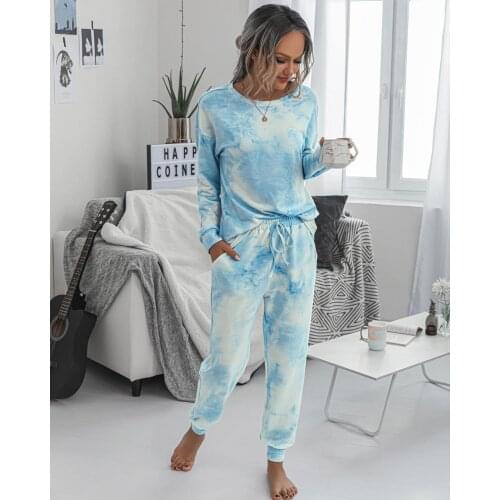 Tie Dye Tracksuit Women Two Piece Set Autumn Clothes Long Sleeve Loose Top and Pants Lounge Wear Female Casual Sport Suit Outfit