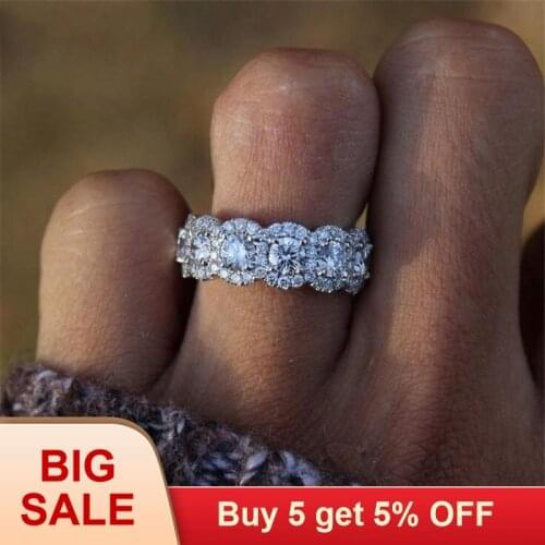 Boho Fashion 925 Sterling Silver Luxury Female AAA Zircon Ring Big Engagement Ring Wedding Rings For Women Valentines Day Gifts